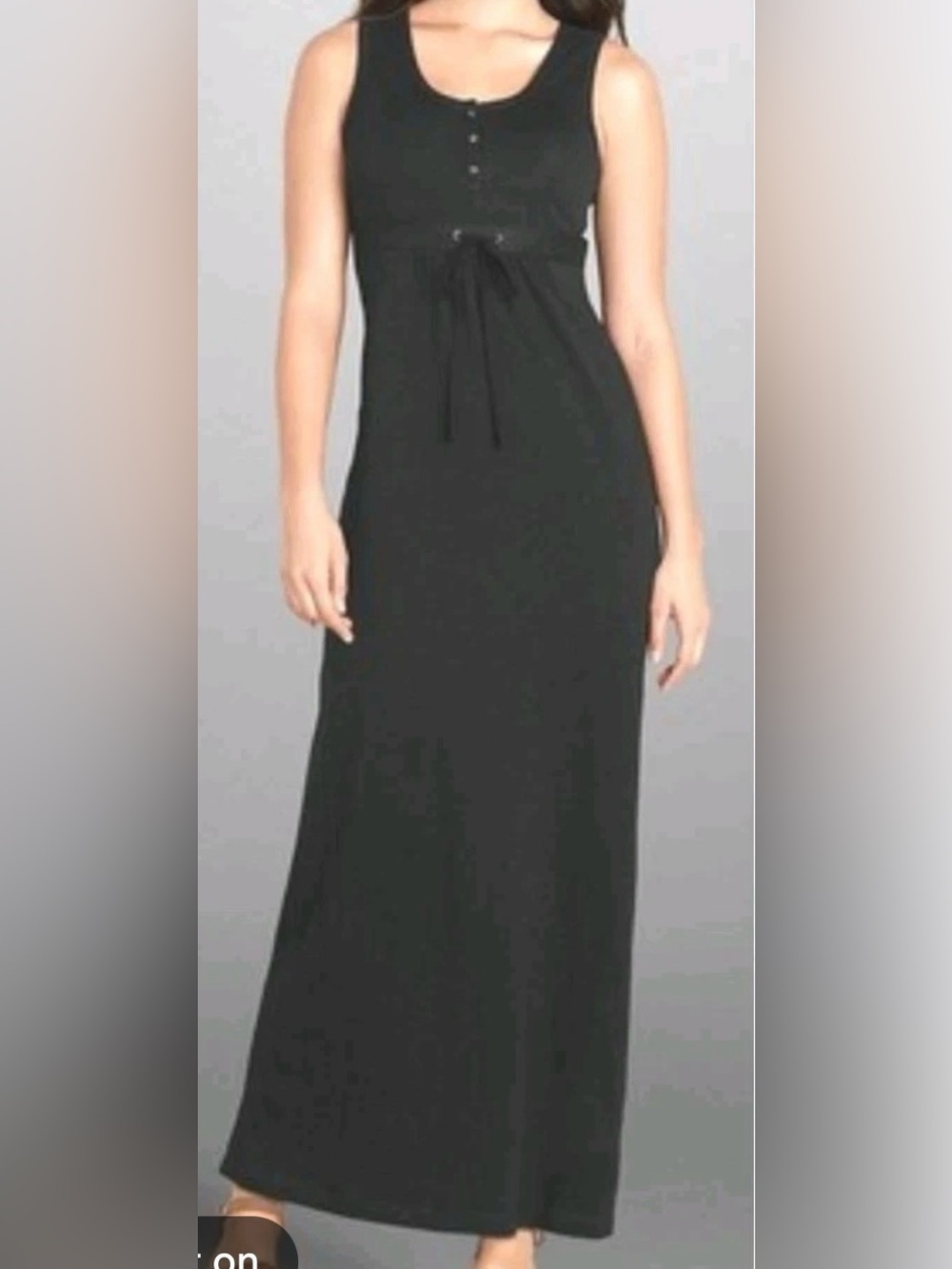 #95 NWT Eddie Bauer Black Sleeveless Maxi Dress with Waist Tie Size S